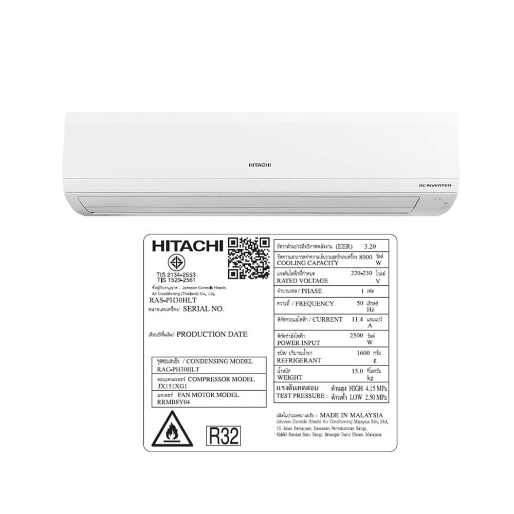 แอร์ผนัง HITACHI RAS/RAC PH30HLT_N 28240 บีทียู อินเวอร์เตอร์