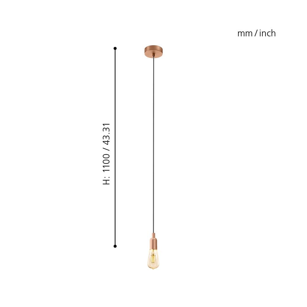 ไฟช่อ EGLO ADRI 1 96919 สีทองแดง/ดำ 1 หัว