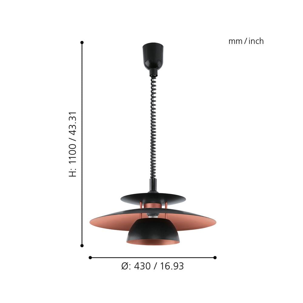 ไฟช่อ EGLO BRENDA 31666 สีดำ/ทองแดง 1 หัว