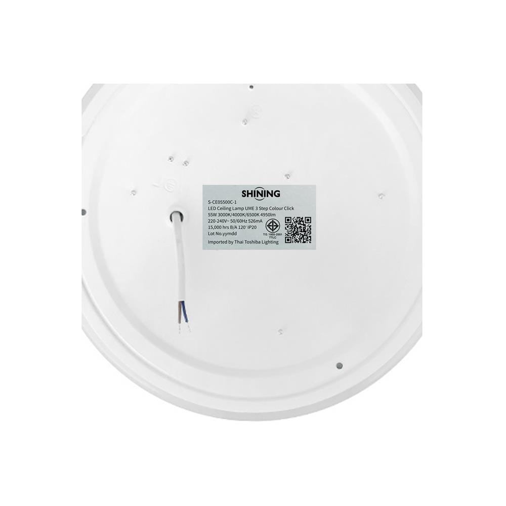 ไฟเพดาน LED SHINING S-CE05500C-1 19 นิ้ว 55 วัตต์ DAYLIGHT/COOL WHITE/WARM WHITE สีขาว
