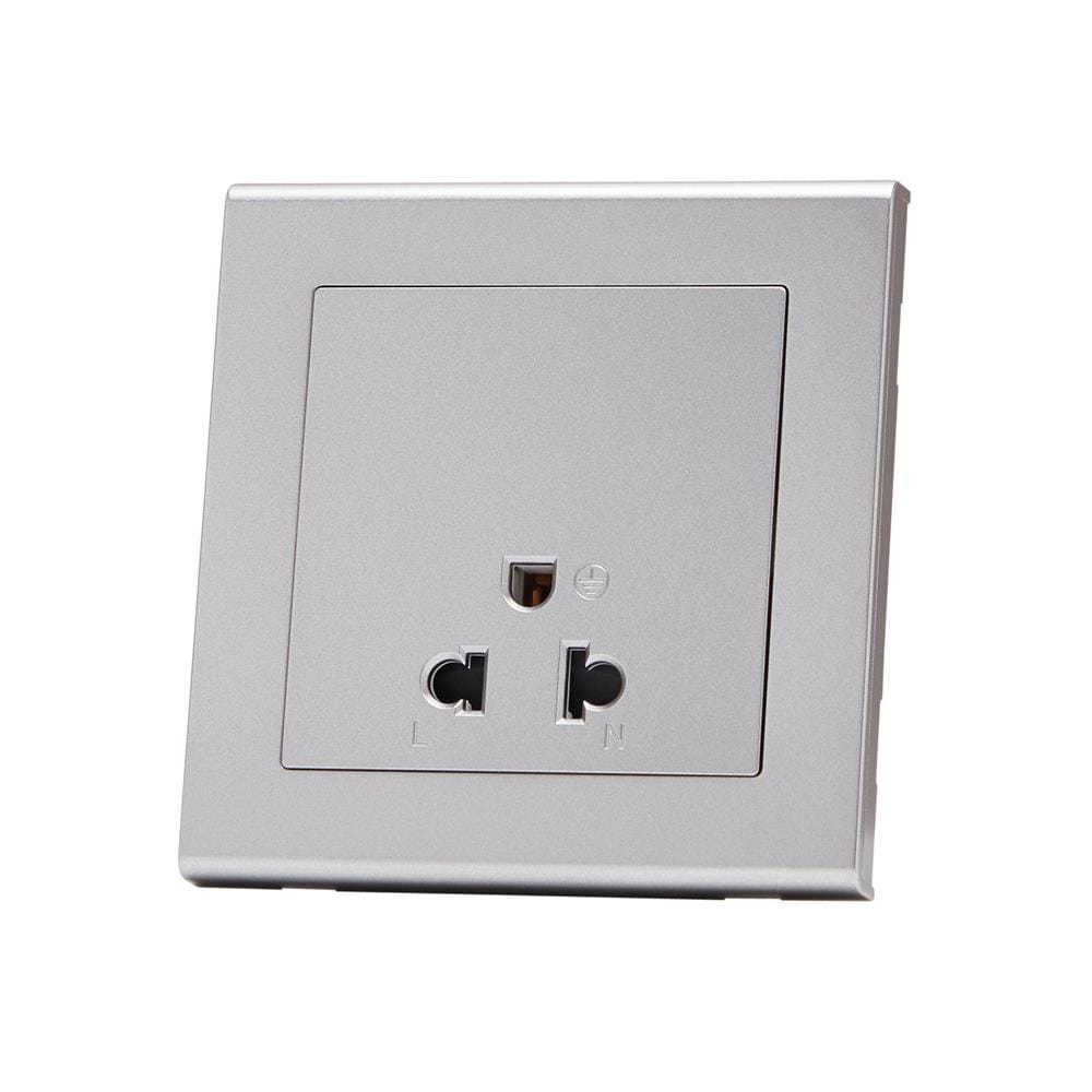 ชุดเต้ารับเดี่ยว 3 ขา SAHN D10L-SL สีเงิน