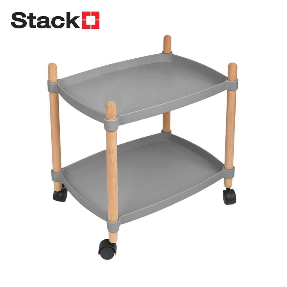 ชั้นวาง 2 ชั้น มีล้อ STACKO FOREST 47x31x52 ซม. สีเทา_1