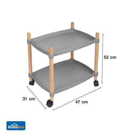 ชั้นวาง 2 ชั้น มีล้อ STACKO FOREST 47x31x52 ซม. สีเทา_8