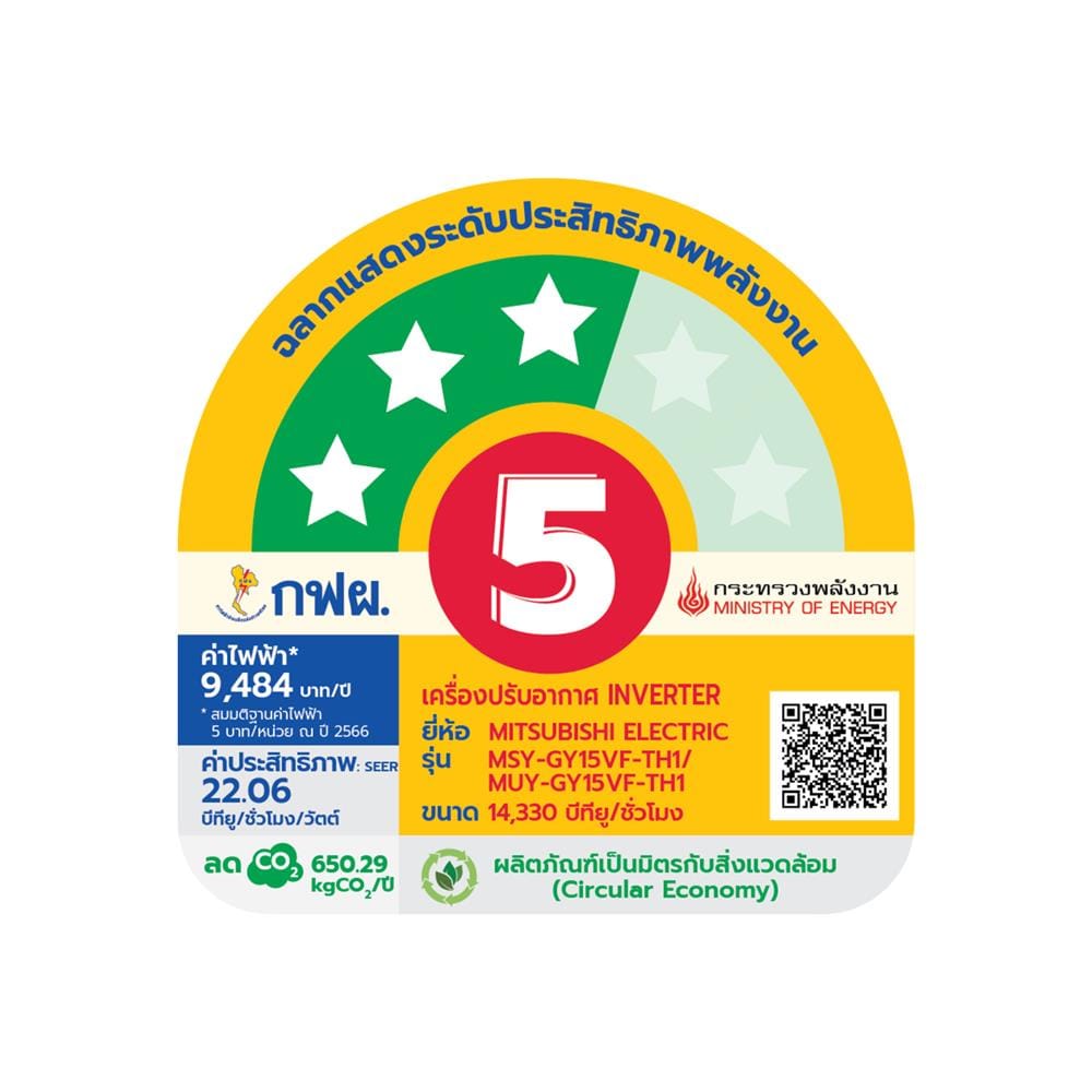 แอร์ผนัง MITSUBISHI MSY-GY15VF 14330 บีทียู อินเวอร์เตอร์