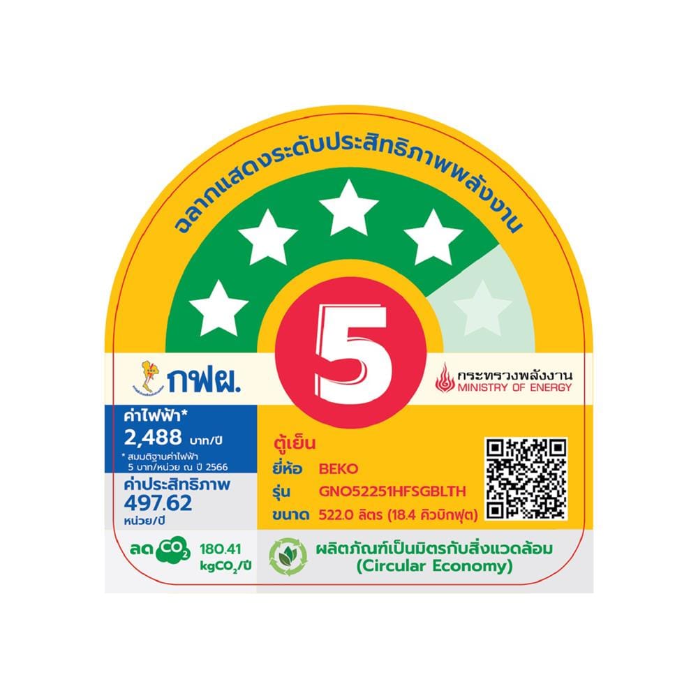ตู้เย็น MULTI DOOR BEKO GNO52251HFSGBL 18.4 คิว กระจกน้ำเงิน