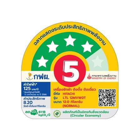 เครื่องซักผ้าฝาบน HITACHI LTL12MVW0T GG 12 กก. อินเวอร์เตอร์ สีเทา_3