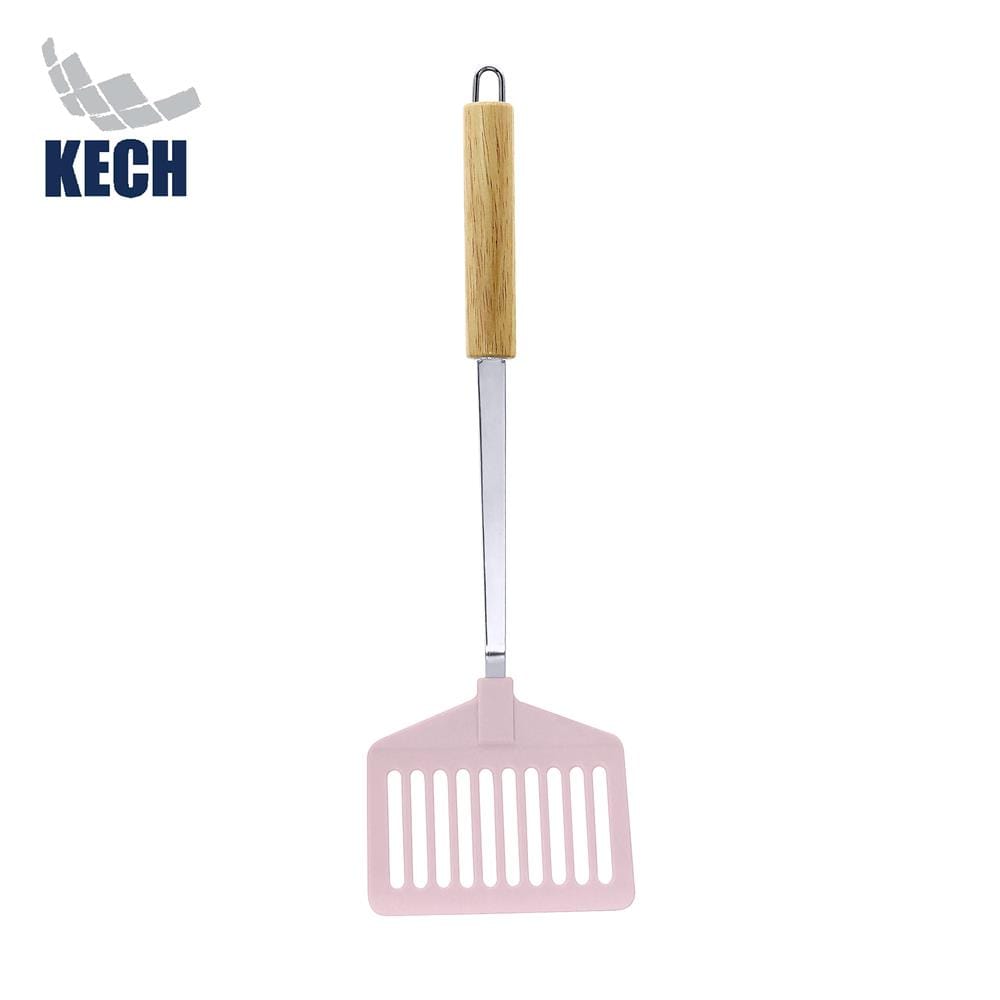 ตะหลิวเหลี่ยมมีร่อง 37 ซม. KECH PINKY ด้ามไม้