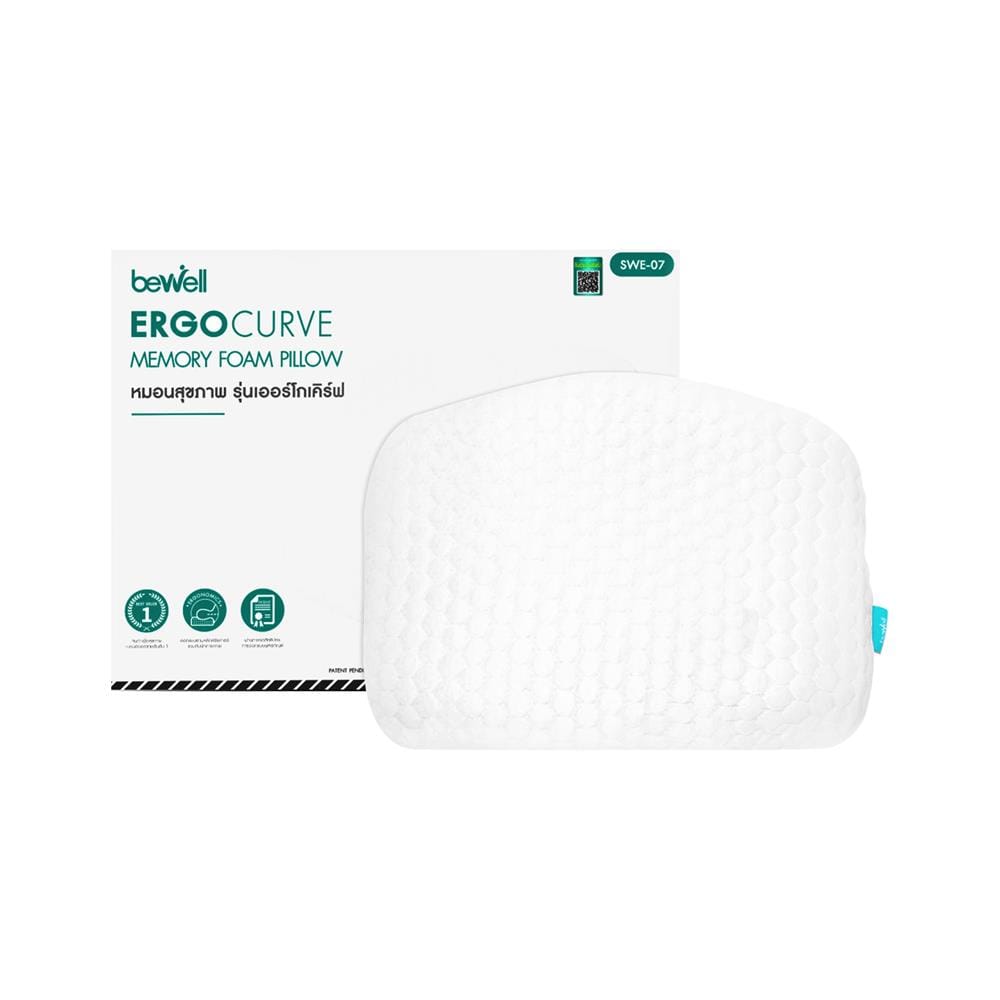 หมอนสุขภาพ เมมโมรี่โฟม BEWELL ERGOCURVE SWE-07 ไซซ์ L 14x62x14 ซม. สีขาว