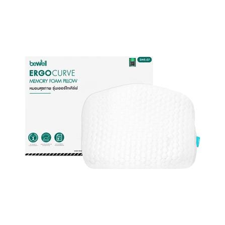 หมอนสุขภาพ เมมโมรี่โฟม BEWELL ERGOCURVE SWE-07 ไซซ์ L 14x62x14 ซม. สีขาว_4