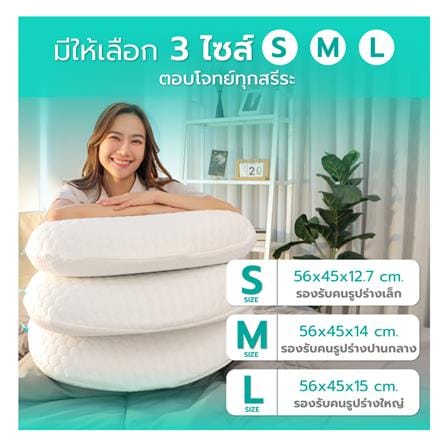 หมอนสุขภาพ เมมโมรี่โฟม BEWELL ERGOCURVE SWE-07 ไซซ์ L 14x62x14 ซม. สีขาว_11