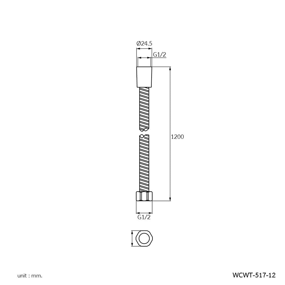 สายฝักบัวสเตนเลส WS WCWT-517-12 120 ซม.