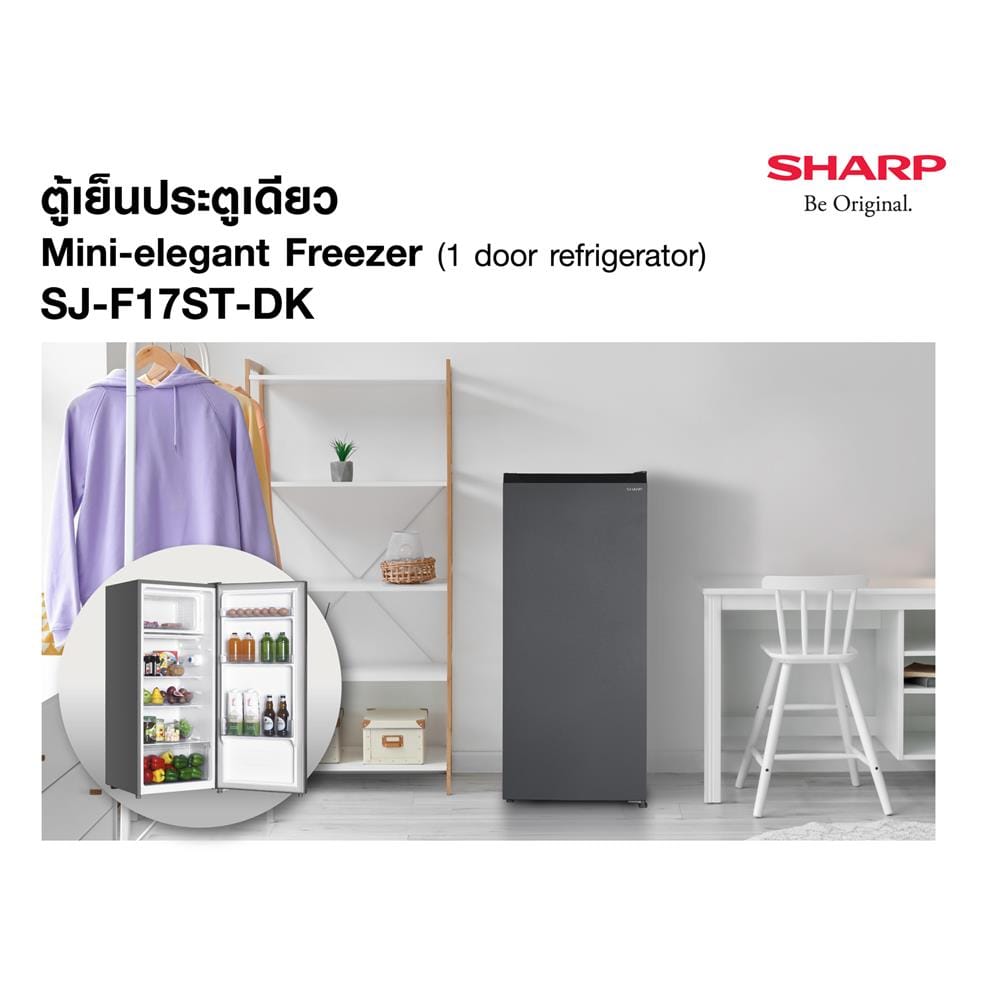 ตู้เย็น 1 ประตู SHARP SJ-F17ST-DK 6 คิว สีเงินเข้ม