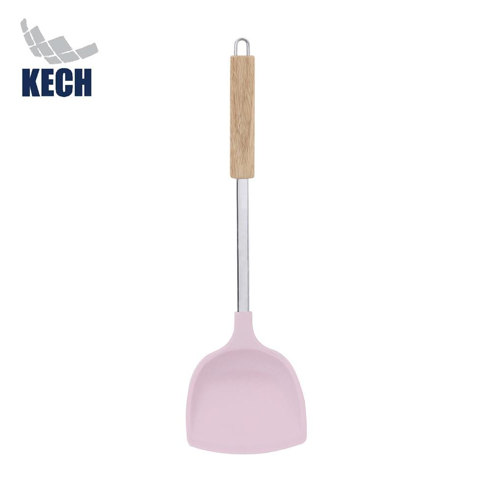 ตะหลิวจีนหนา 37 ซม. KECH PINKY ด้ามไม้_0