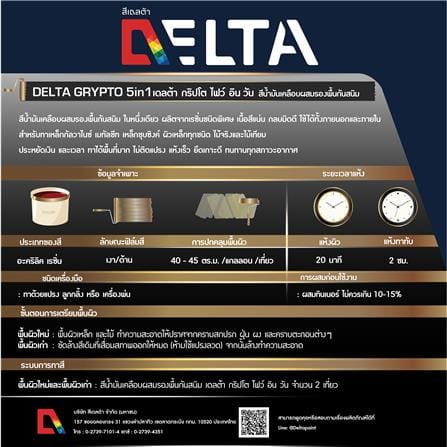 สีน้ำมันเคลือบผสมรองพื้นกันสนิม DELTA GRYPTO 5 IN 1 M-100 สีขาว ด้าน 1 แกลลอน_3