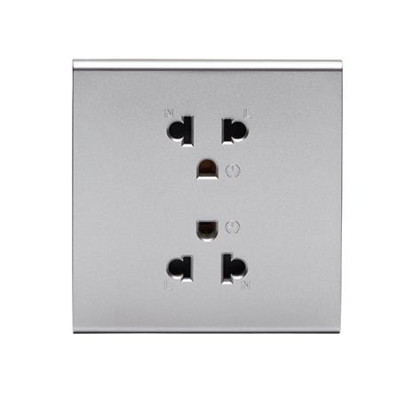 ชุดเต้ารับคู่ 3 ขา 2 ช่อง SAHN D102L-SL สีเงิน