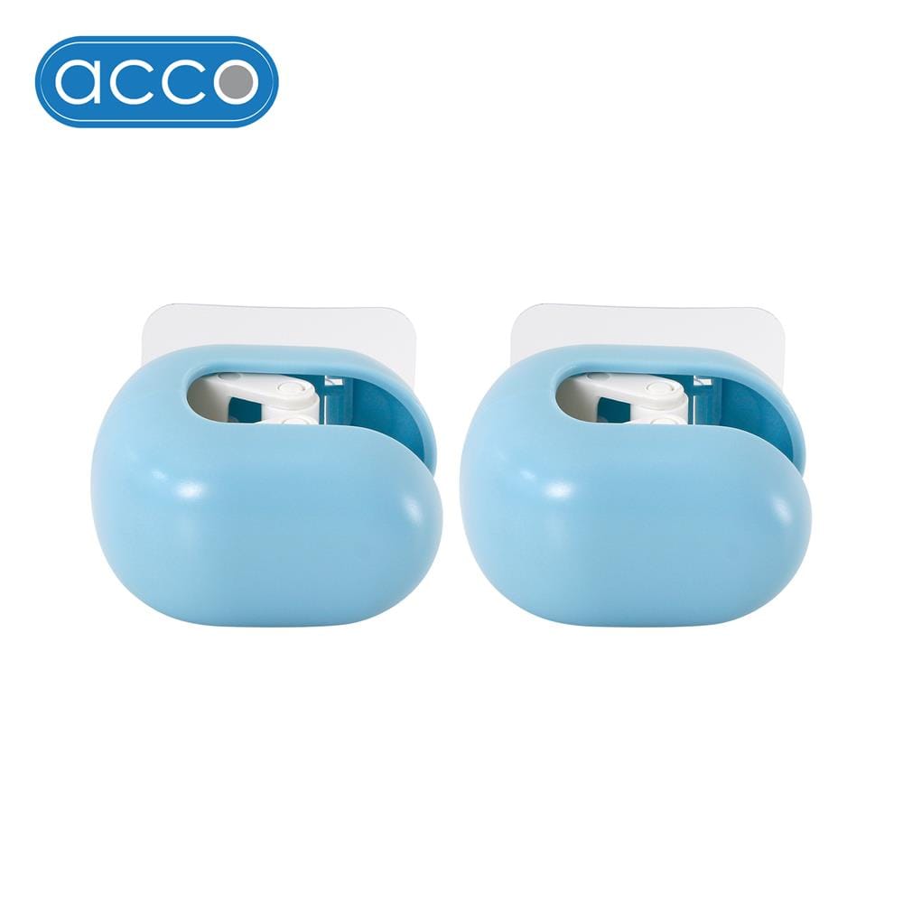 ที่เก็บอุปกรณ์ทำความสะอาดแบบติดผนังเดี่ยวกลม ACCO CORDY แพ็ก 2 ชิ้น สีฟ้า