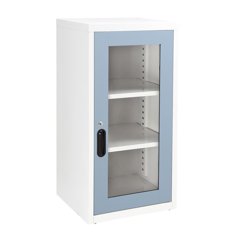 ตู้เหล็กบานเปิดกระจก KIOSK UDB-2 สีขาว/เทาอ่อน