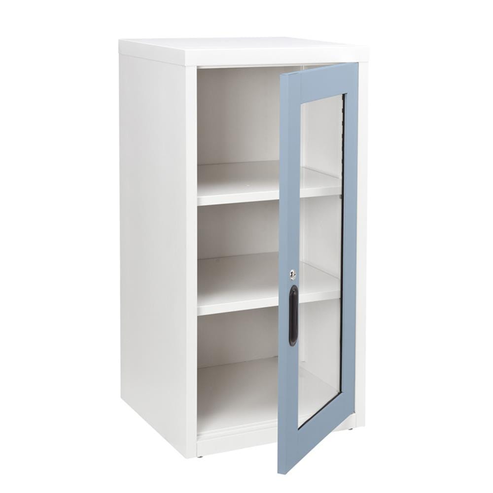 ตู้เหล็กบานเปิดกระจก KIOSK UDB-2 สีขาว/เทาอ่อน
