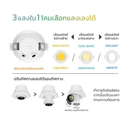 ดาวน์ไลท์ LED LAMPTAN SPOT SCOPE 3.5 นิ้ว 6 วัตต์ DAYLIGHT/COOL WHITE/WARM WHITE สีขาว_6