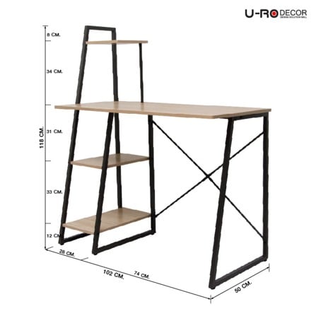 โต๊ะทำงาน U-RO DECOR INTERN 000002022 102 ซม. สีโอ๊ค_5