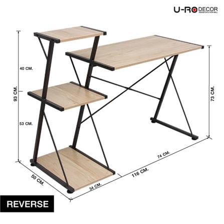 โต๊ะทำงาน U-RODECOR REVERSE 000002023 116 ซม. สีโอ๊ค_4