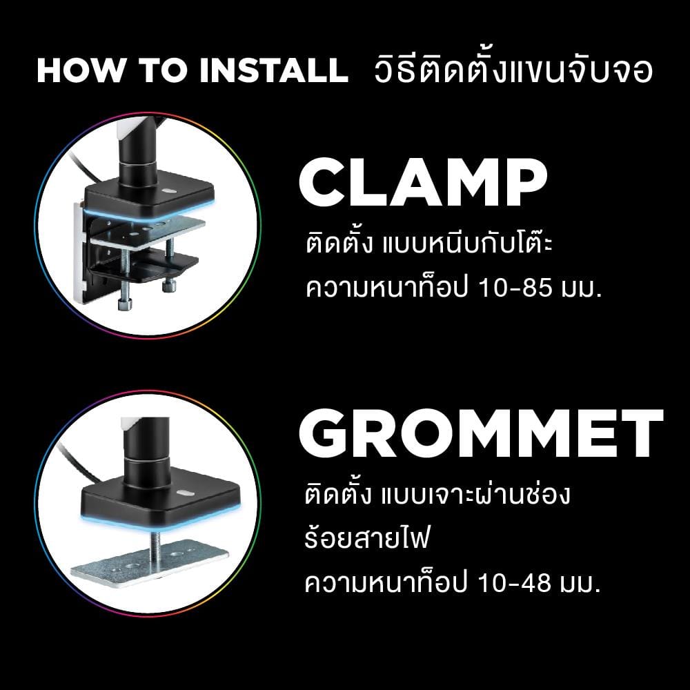 แขนจับจอมอนิเตอร์ ERGOTREND ROBOT 01 RGB สีขาว
