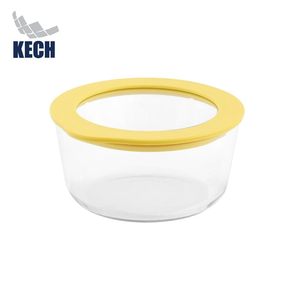 กล่องอาหารแก้วกลม KECH HOLA 0.472 ลิตร สีเหลือง