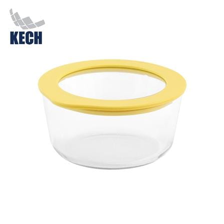 กล่องอาหารแก้วกลม KECH HOLA 0.472 ลิตร สีเหลือง_0