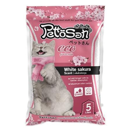 ทรายแมวเบนโทไนต์ PETTOSAN กลิ่นไวท์ซากุระ 5 ลิตร_0