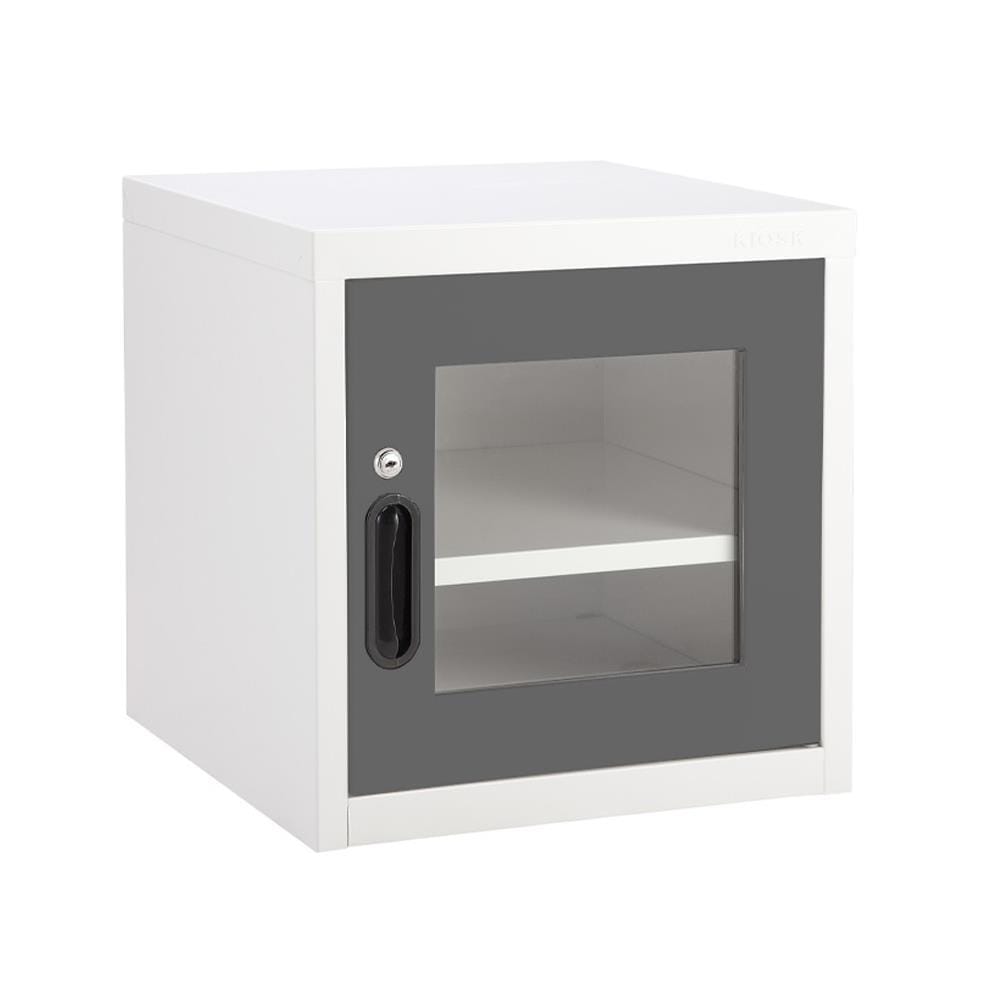 ตู้เหล็กบานเปิดกระจก KIOSK UNI-2 GR สีเทา