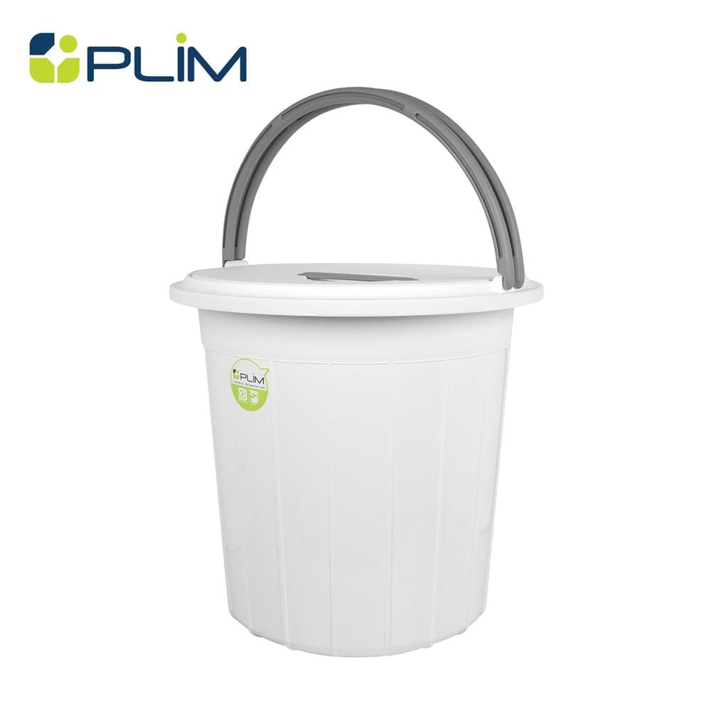 ถังน้ำกลมมีฝา PLIM 29 ลิตร สีขาว/เทา