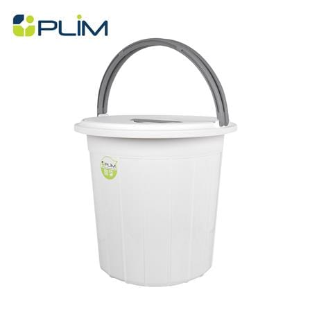 ถังน้ำกลมมีฝา PLIM 29 ลิตร สีขาว/เทา_1