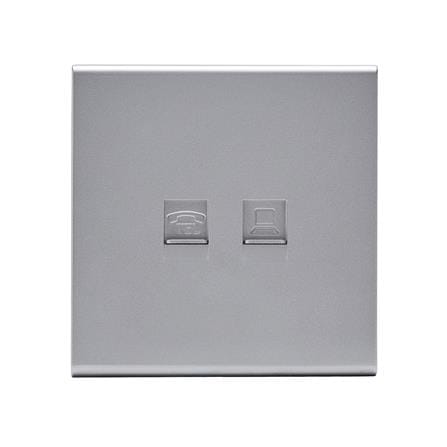 เต้ารับโทรศัพท์และคอมพิวเตอร์ SAHN 6P/6C D19-SL  สีเงิน