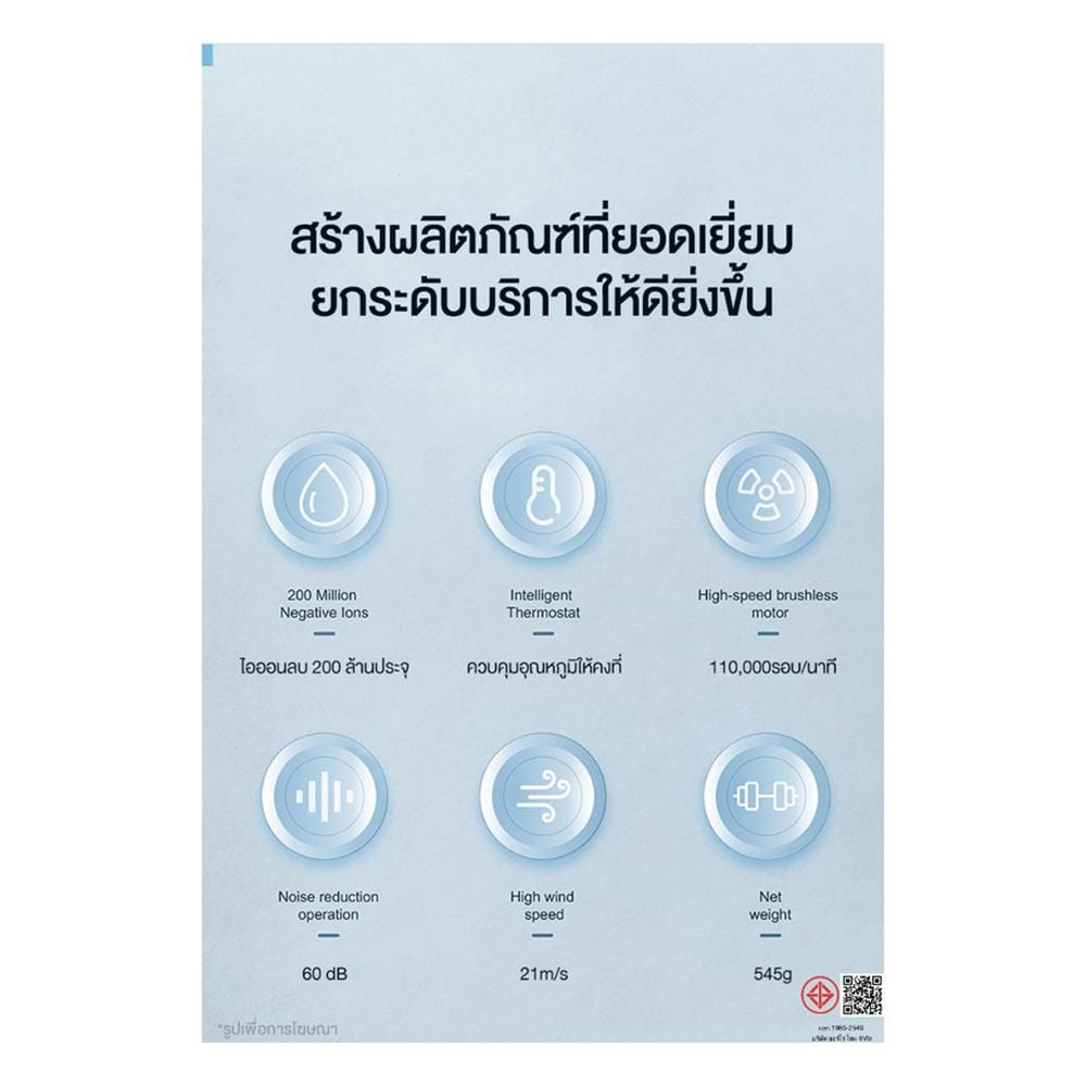 ไดร์เป่าผม BOMIDI HD02 SILVER 1600 วัตต์ สีเทา
