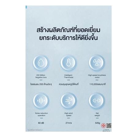 ไดร์เป่าผม BOMIDI HD02 SILVER 1600 วัตต์ สีเทา_4