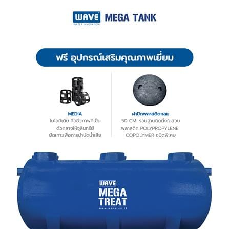 ถังบำบัดน้ำเสียไฟเบอร์กลาส ชนิดไร้อากาศทรงแคปซูล WAVE MEKA TANK WSN2015-15000 ลิตร สีน้ำเงิน_2