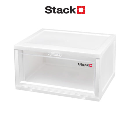 กล่องรองเท้า STACKO TOWER 35x28x19 ซม. สีขาว/ใส_1