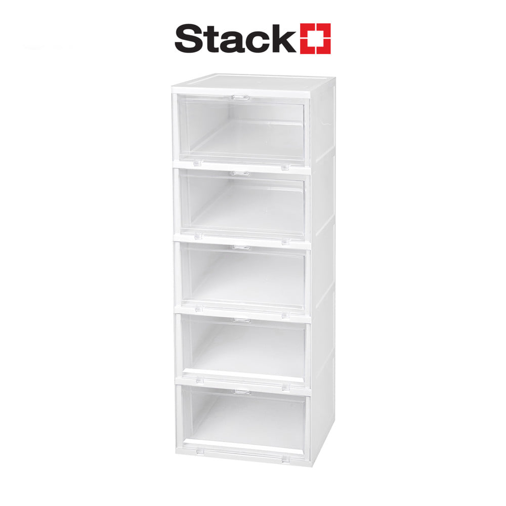กล่องรองเท้า 5 ช่อง STACKO TOWER 35x28x88 ซม. สีขาว/ใส