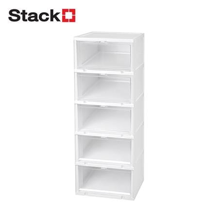 กล่องรองเท้า 5 ช่อง STACKO TOWER 35x28x88 ซม. สีขาว/ใส