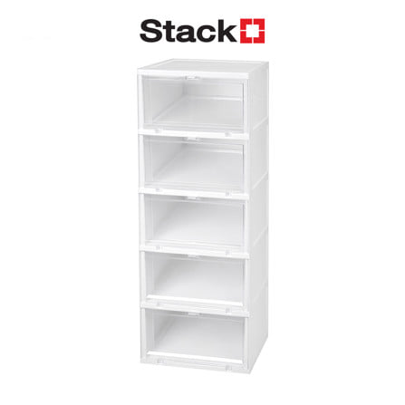กล่องรองเท้า 5 ช่อง STACKO TOWER 35x28x88 ซม. สีขาว/ใส_1