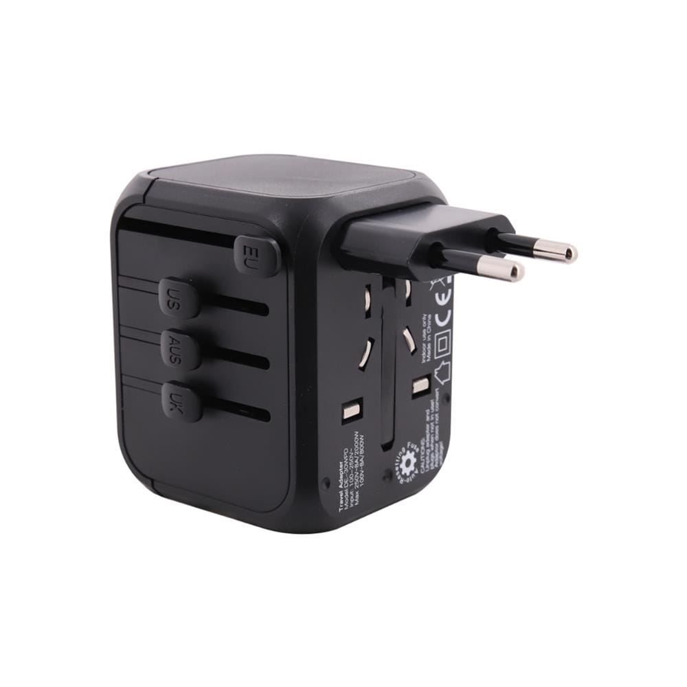 ปลั๊กแปลง 4 IN 1 UNIVERSAL 2 USB 1 TYPE C TOSHINIO DE-30WPD สีดำ