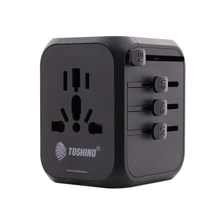 ปลั๊กแปลง 4 IN 1 UNIVERSAL 2 USB 1 TYPE C TOSHINIO DE-30WPD สีดำ_0