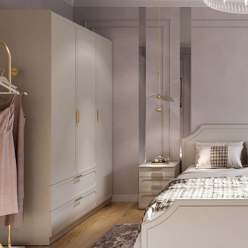 ตู้เสื้อผ้า 3 บานเปิด SB FURNITURE QUINN 19228847 150 ซม. สี MAGIC GREY