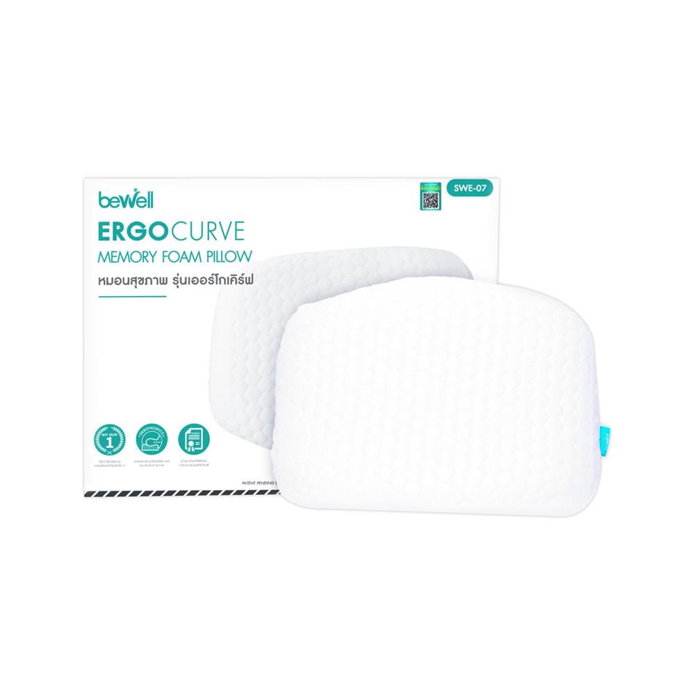 หมอนสุขภาพ เมมโมรี่โฟม BEWELL SWE-07 ไซซ์ M สี WHITE