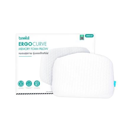 หมอนสุขภาพ เมมโมรี่โฟม BEWELL SWE-07 ไซซ์ M สี WHITE_4