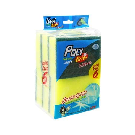 ฟองน้ำพร้อมใยขัด POLY-BRITE 367-6 7.5X3x10 ซม. แพ็ก 6 ชิ้น_1