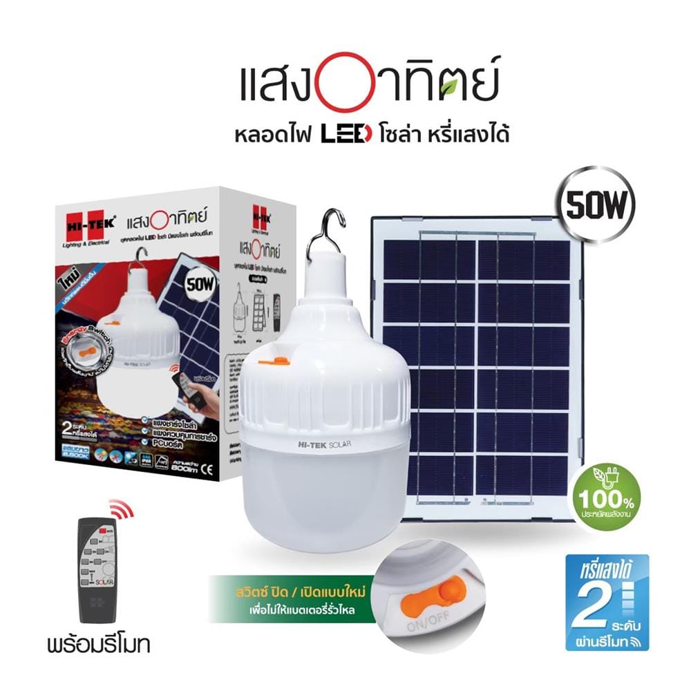 ไฟจัดสวน SOLAR HI-TEK HLLSS0050D 50 วัตต์ DAYLIGHT สีขาว
