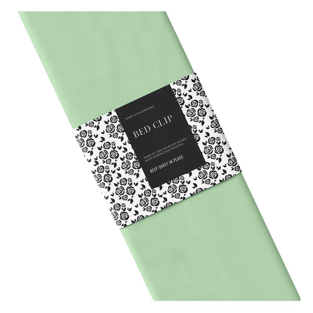 ชุดผ้าปูที่นอน 7 ฟุต 3 ชิ้น BED CLIP MICROTEX 14 นิ้ว สี MINT