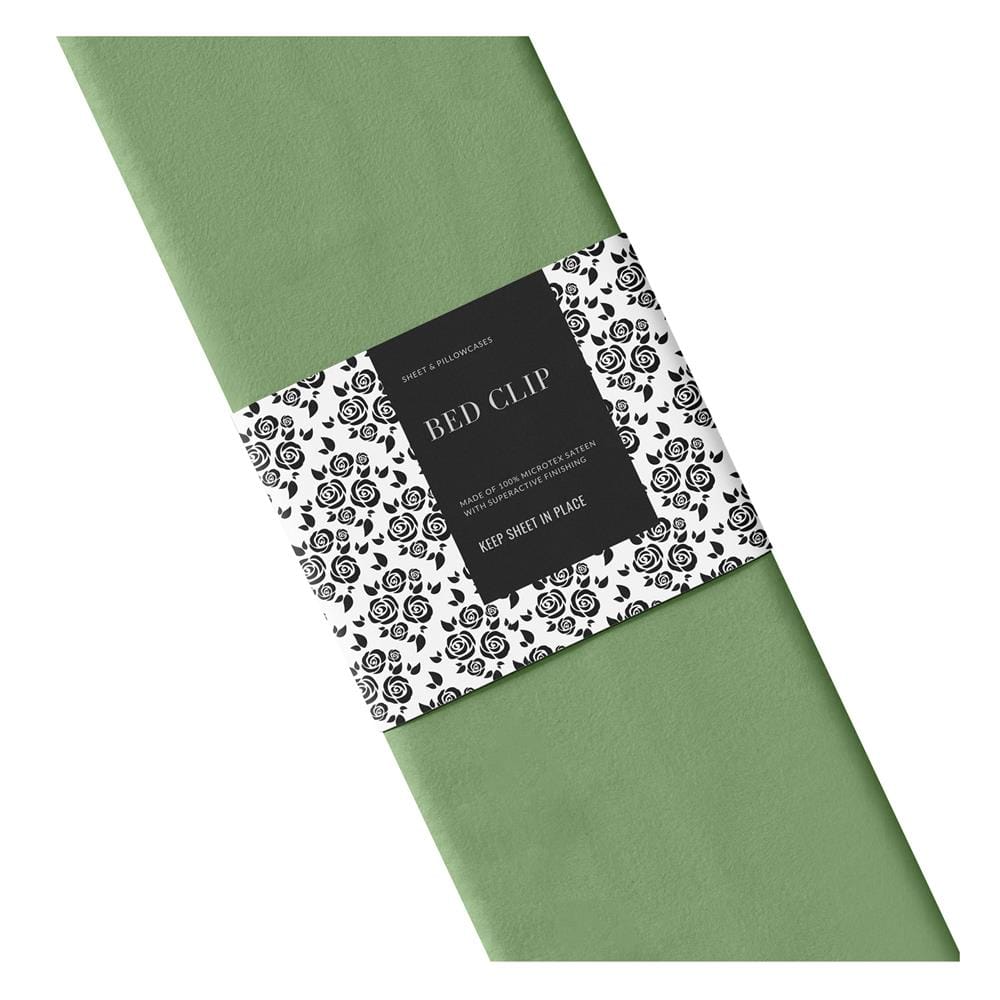 ชุดผ้าปูที่นอน 7 ฟุต 3 ชิ้น BED CLIP MICROTEX 10 นิ้ว สี GREEN