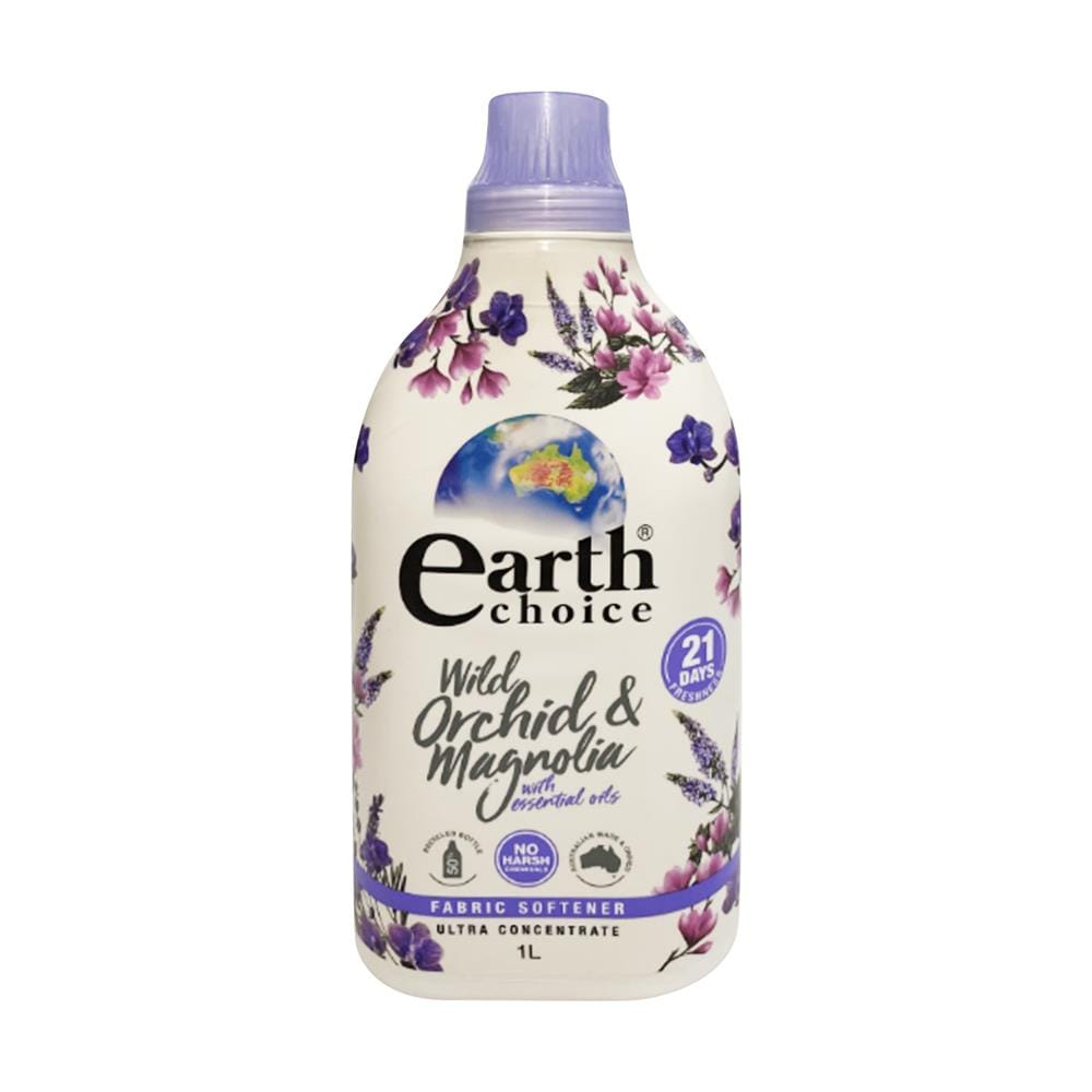 น้ำยาปรับผ้านุ่มสูตรเข้มข้น EARTH CHOICE 1 ลิตร กลิ่นไวล์ด ออร์คิดและแม็กโนเลีย